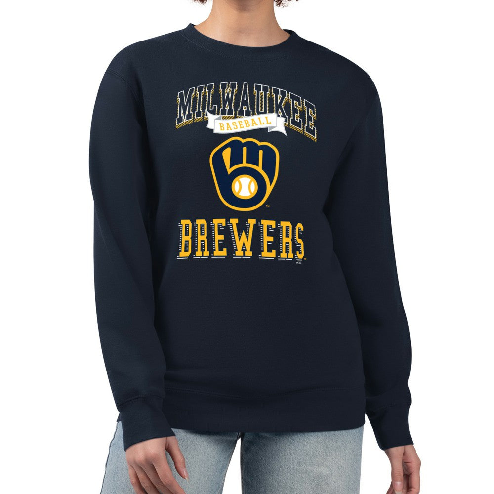 MLB Milwaukee Brewers G-III 4Her by Carl Banks Women's Team Logo Graphic Tri-Blend Fleece Pullover Sweatshirt