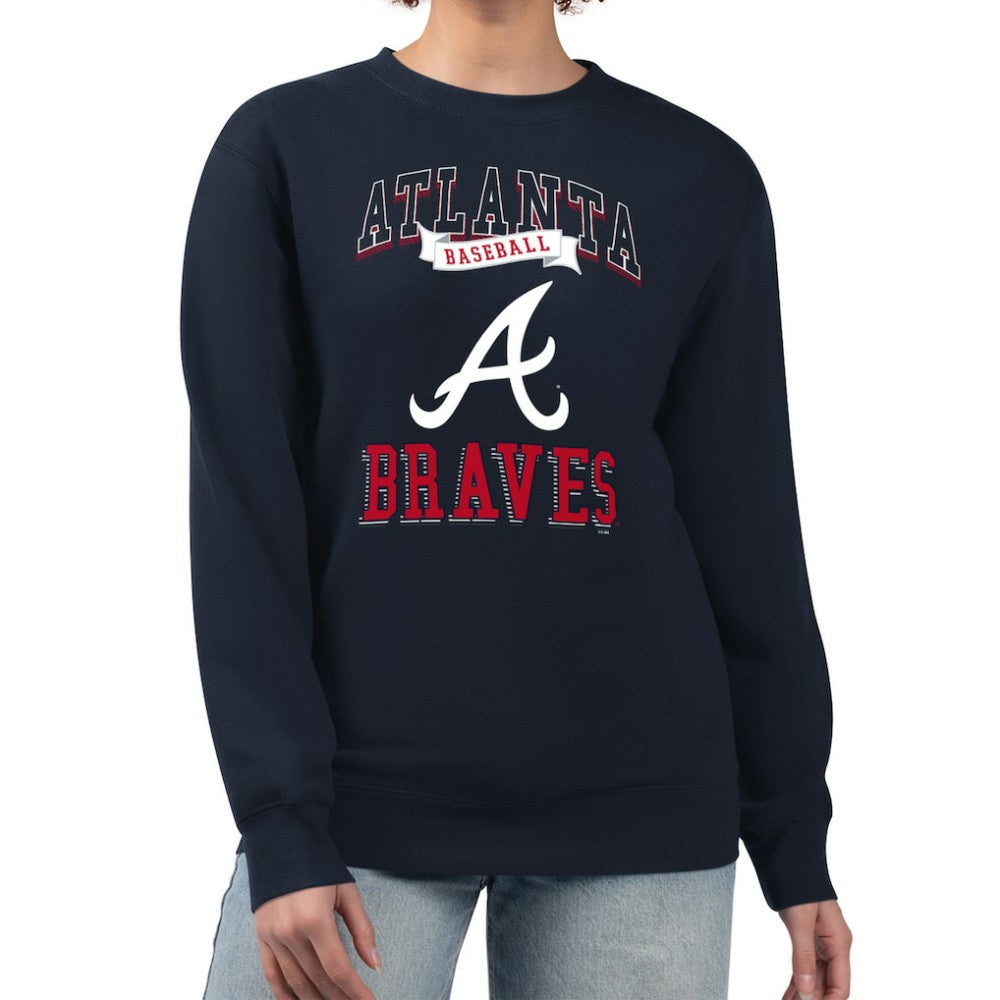 MLB Atlanta Braves G-III 4Her by Carl Banks Women's Team Logo Graphic Tri-Blend Fleece Pullover Sweatshirt
