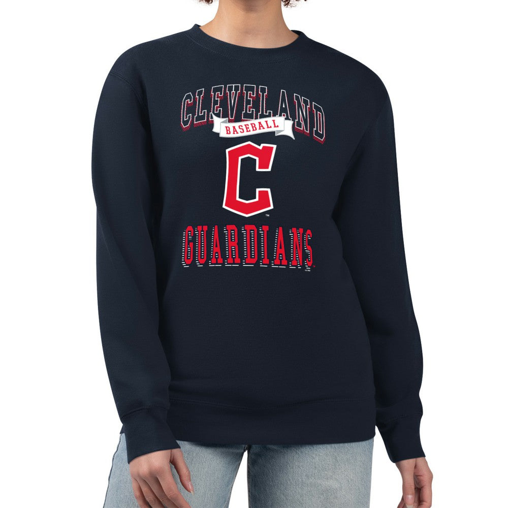 MLB Cleveland Guardians G-III 4Her by Carl Banks Women's Team Logo Graphic Tri-Blend Fleece Pullover Sweatshirt