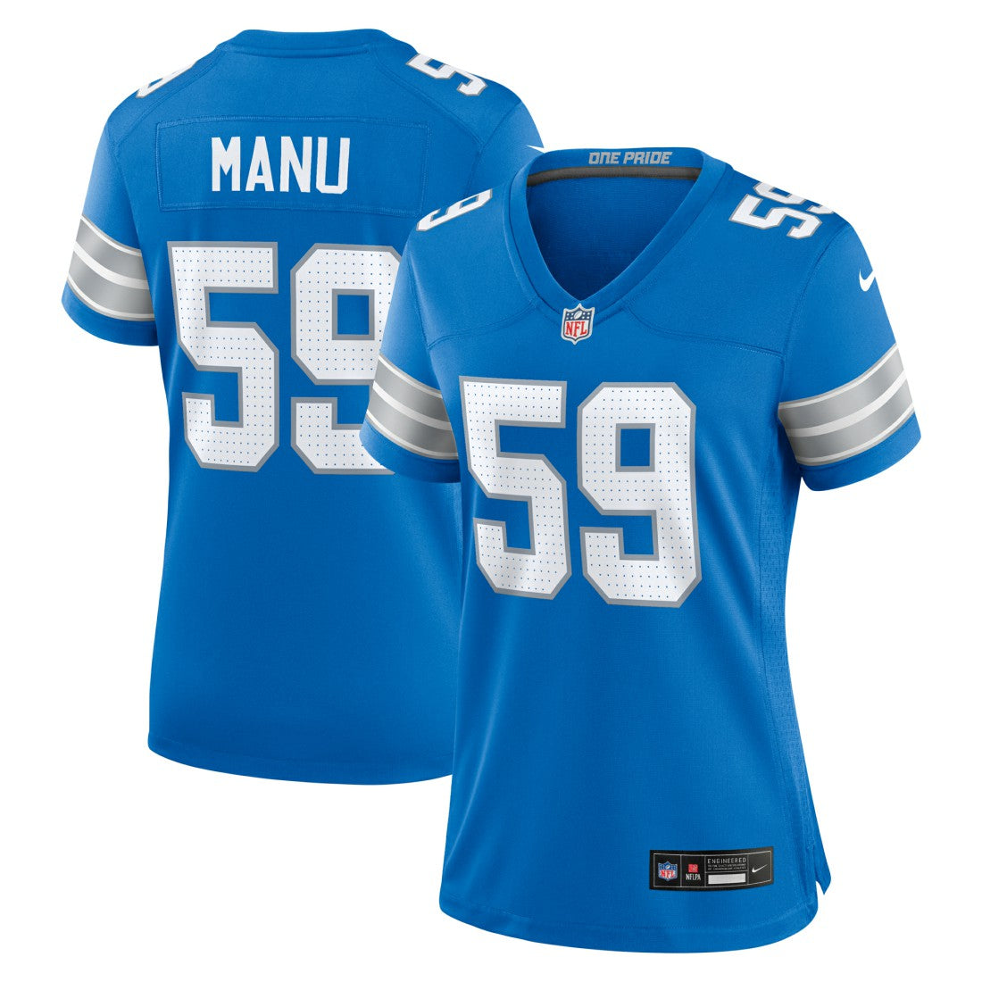 Giovanni Manu  Women's Team Game Jersey - Detroit Lions