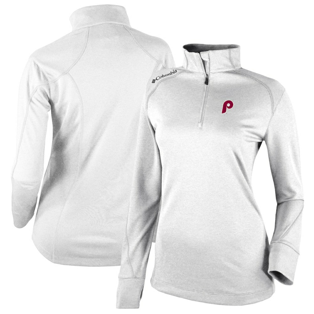 MLB Philadelphia Phillies Columbia Women's Cooperstown Collection Shotgun 2.0 Omni-Wick Quarter-Zip Top - White