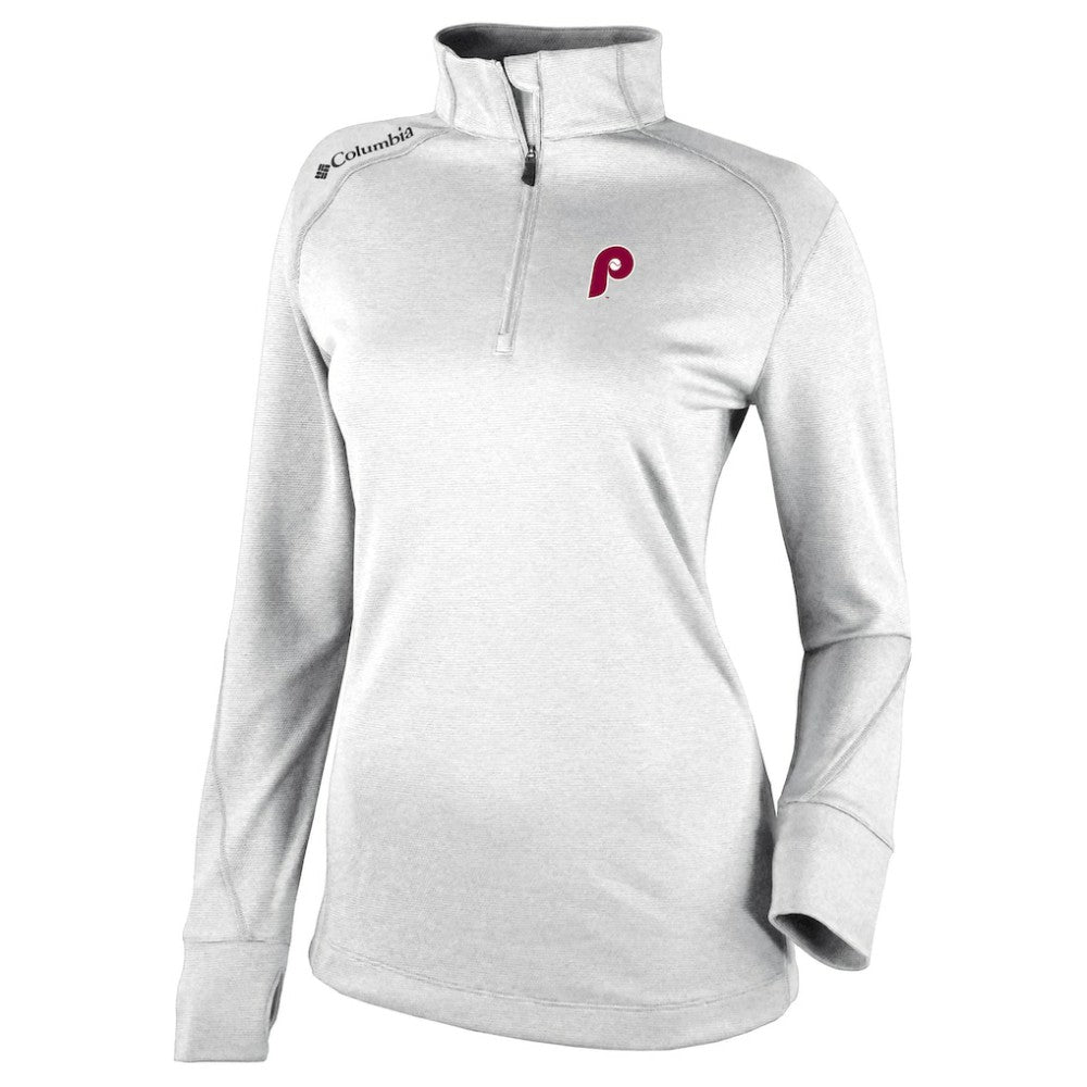 MLB Philadelphia Phillies Columbia Women's Cooperstown Collection Shotgun 2.0 Omni-Wick Quarter-Zip Top - White