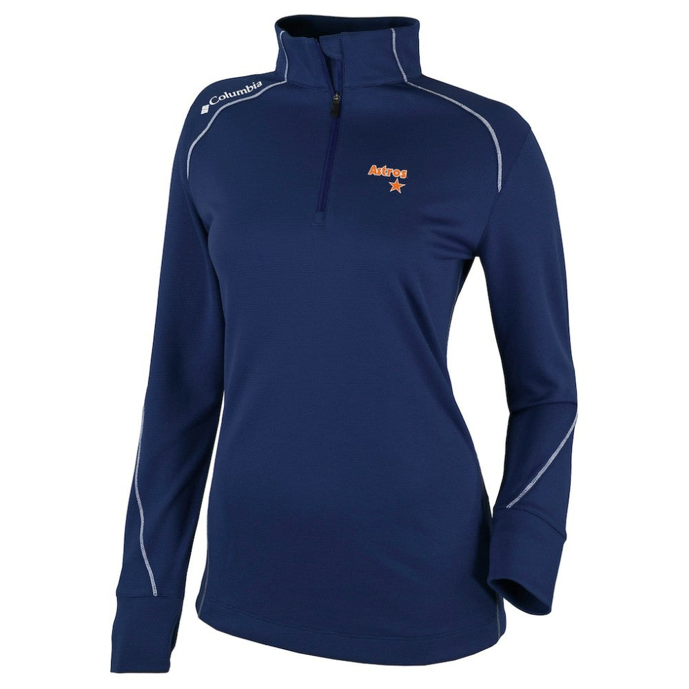 MLB Houston Astros Columbia Women's Cooperstown Collection Shotgun 2.0 Omni-Wick Quarter-Zip Top - Navy