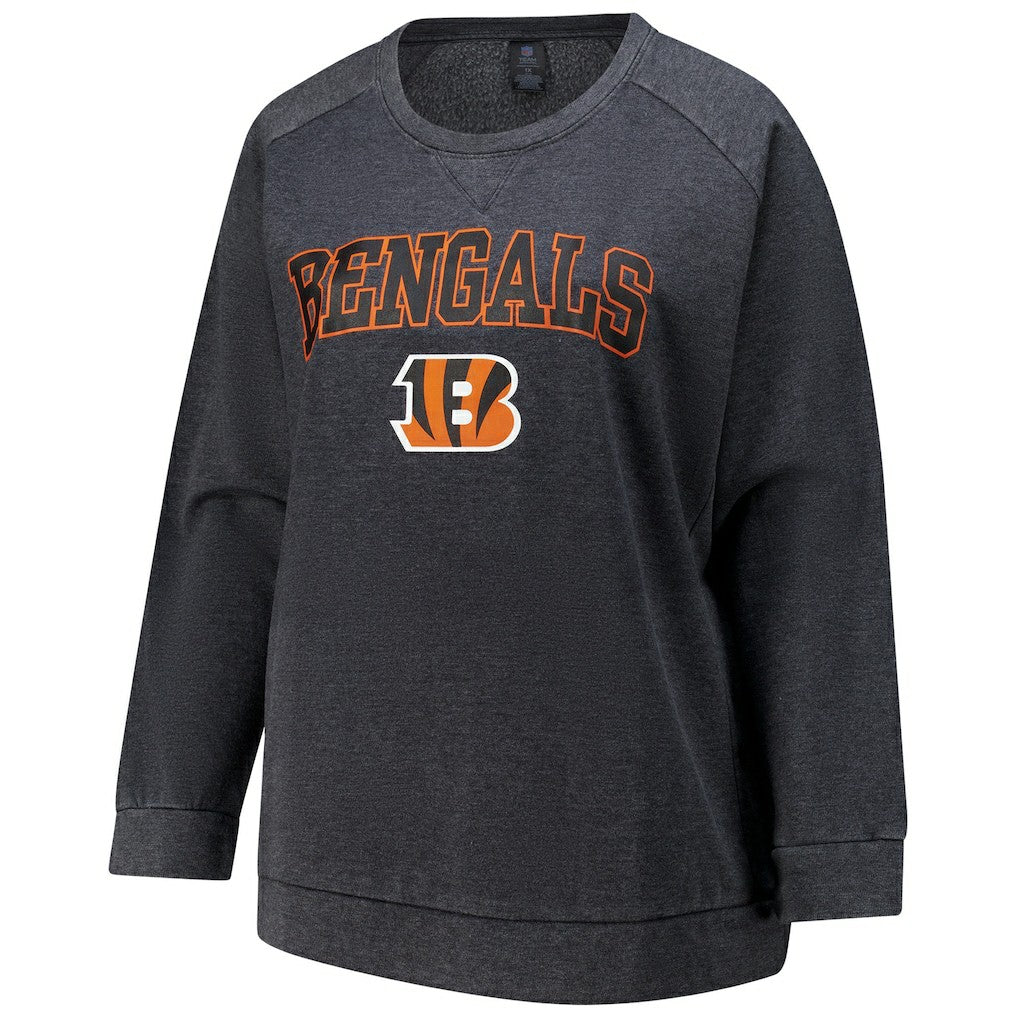 Profile Women's Plus Size Acid Wash Raglan Sweatshirt - Cincinnati Bengals