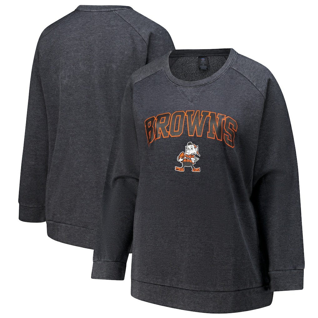 Profile Women's Plus Size Acid Wash Raglan Sweatshirt - Cleveland Browns