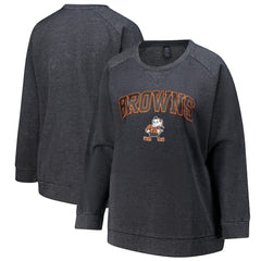 Profile Women's Plus Size Acid Wash Raglan Sweatshirt - Cleveland Browns