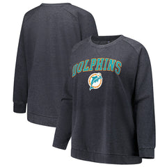 Profile Women's Plus Size Acid Wash Raglan Sweatshirt - Miami Dolphins