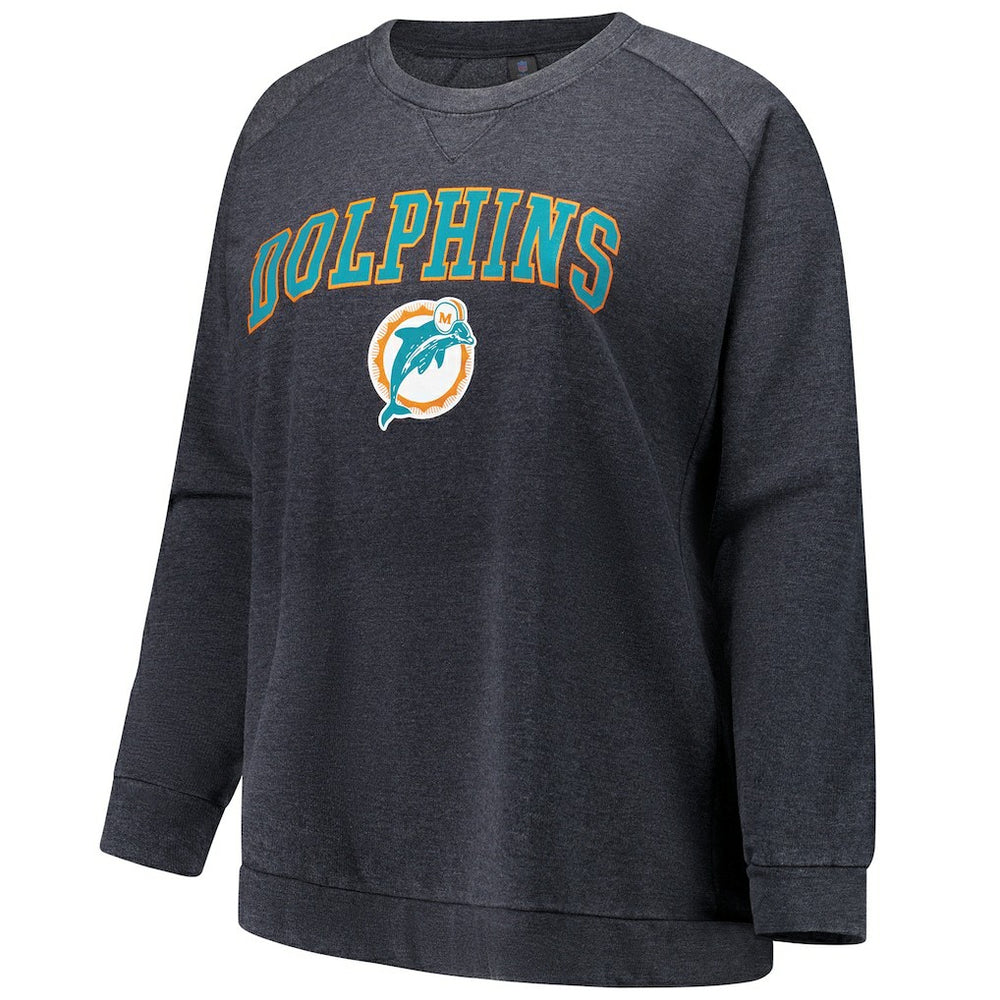 Profile Women's Plus Size Acid Wash Raglan Sweatshirt - Miami Dolphins