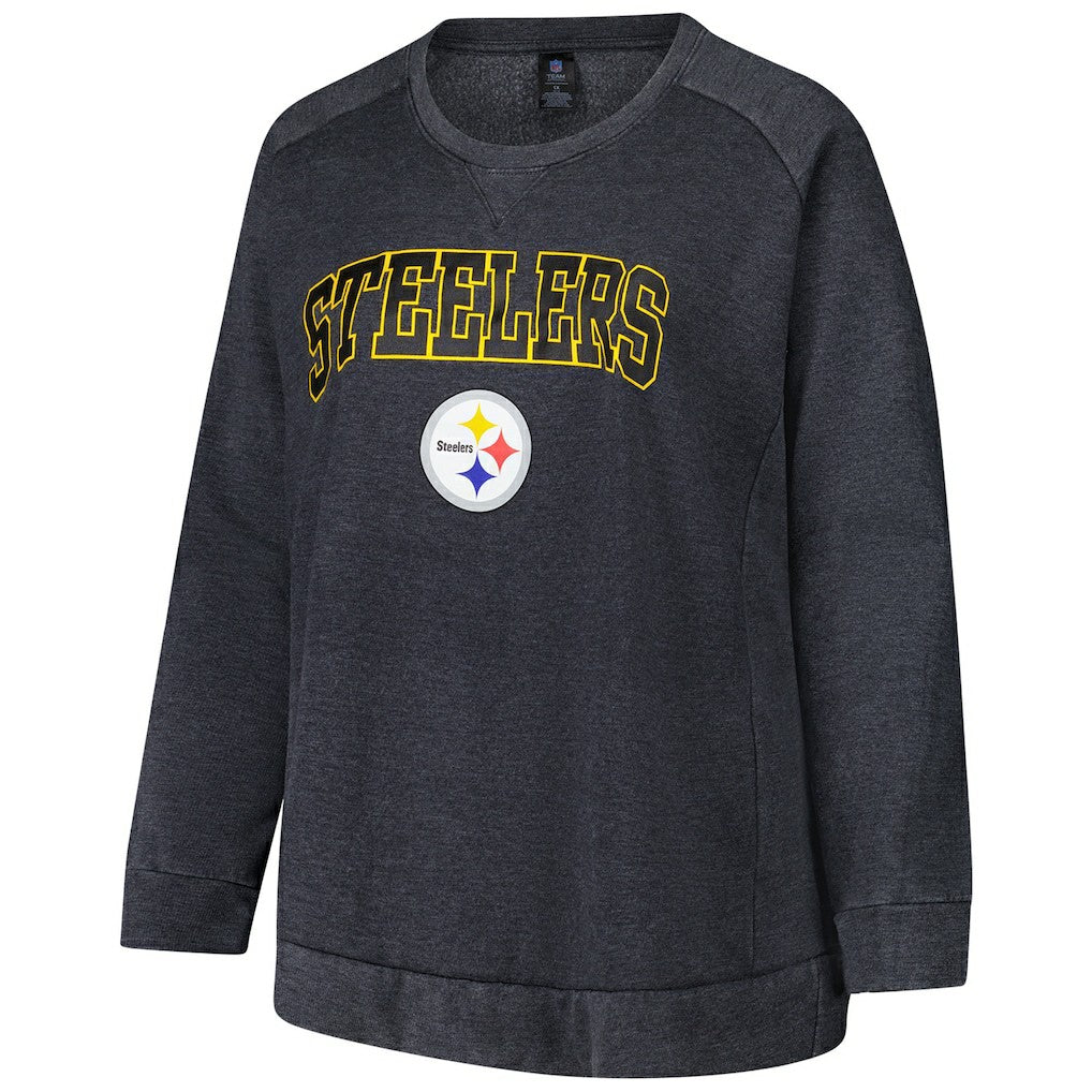 Profile Women's Plus Size Acid Wash Raglan Sweatshirt - Pittsburgh Steelers