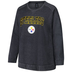 Profile Women's Plus Size Acid Wash Raglan Sweatshirt - Pittsburgh Steelers