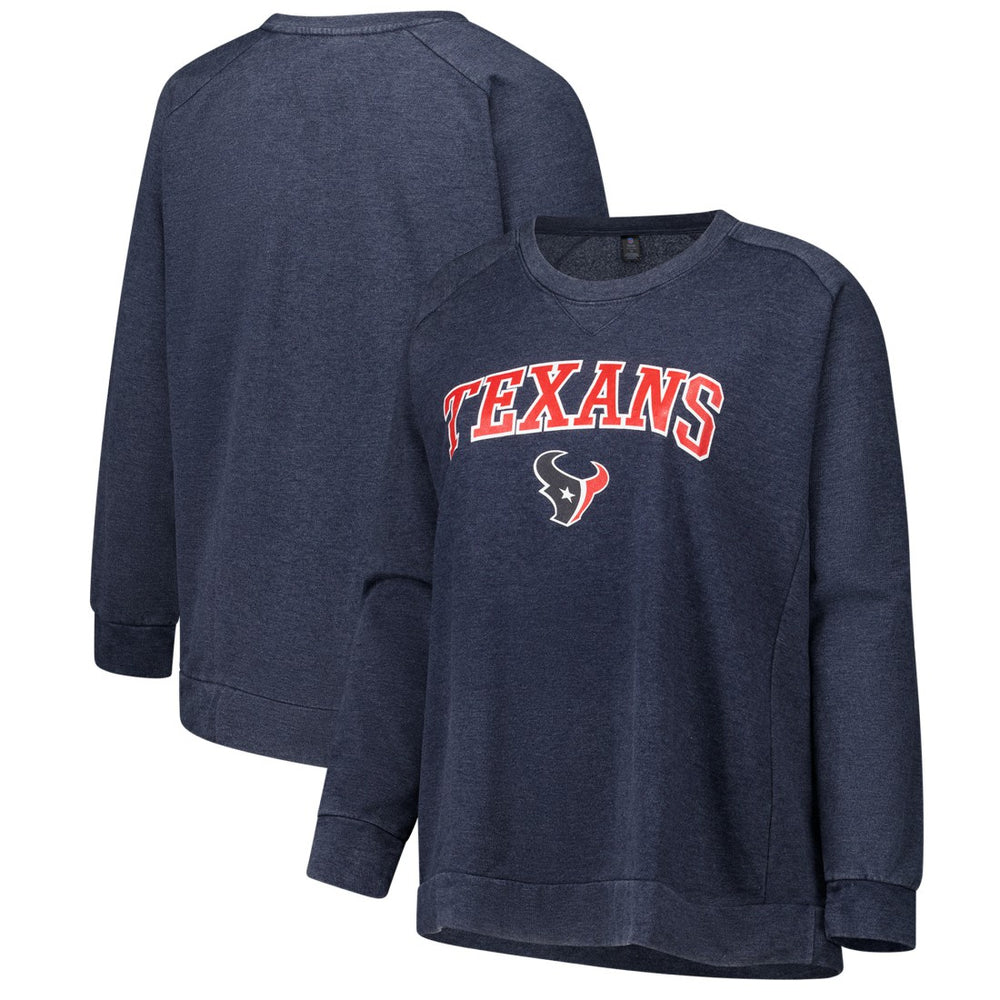 Profile Women's Plus Size Acid Wash Raglan Sweatshirt - Houston Texans