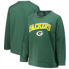 Profile Women's Plus Size Acid Wash Raglan Sweatshirt - Green Bay Packers
