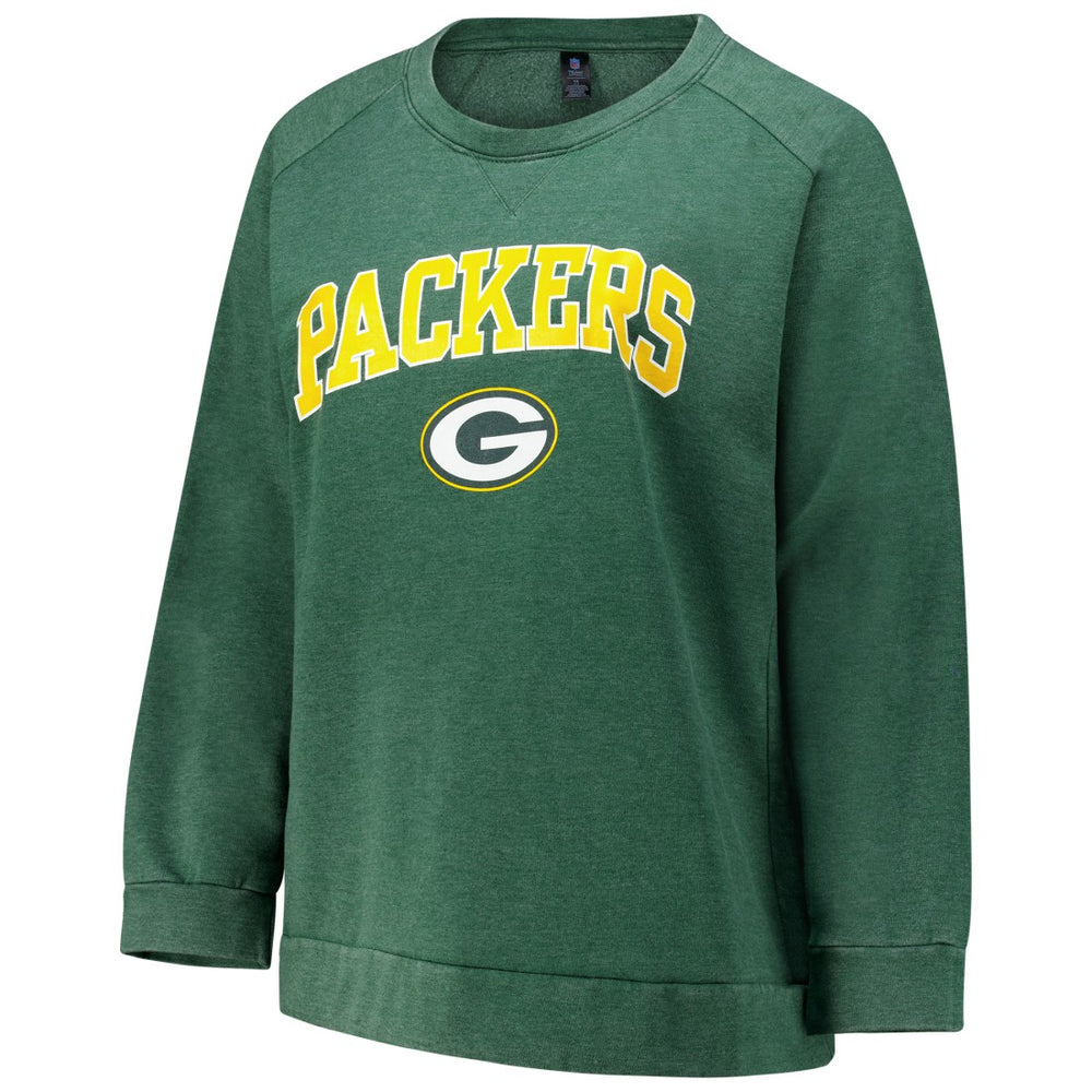 Profile Women's Plus Size Acid Wash Raglan Sweatshirt - Green Bay Packers