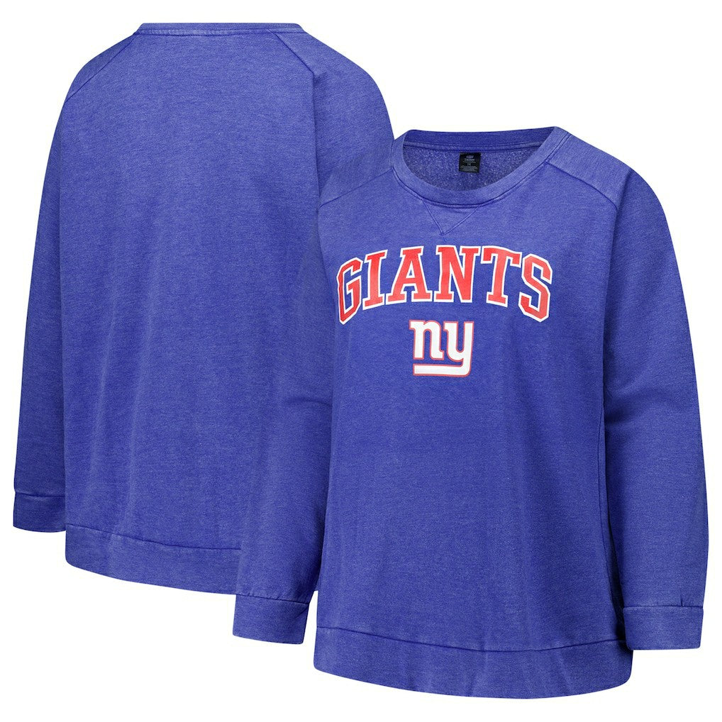 Profile Women's Plus Size Acid Wash Raglan Sweatshirt - New York Giants