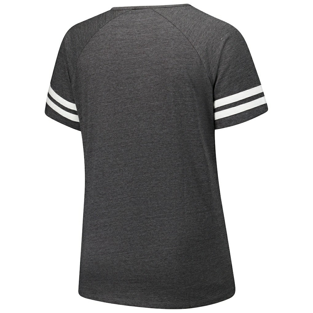 Women's Plus Size Logo Striped Raglan Notch Neck T-Shirt - Arizona Cardinals