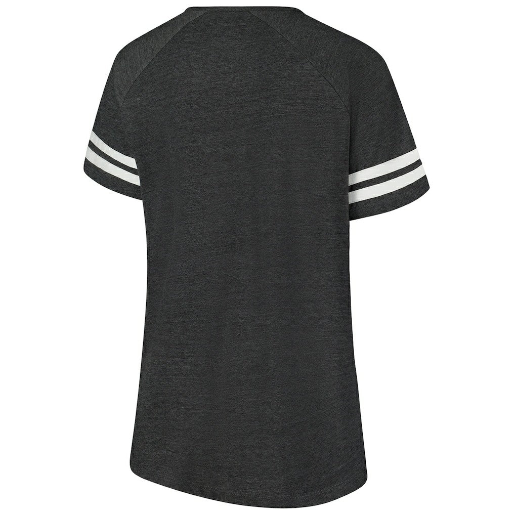Women's Plus Size Logo Striped Raglan Notch Neck T-Shirt - Cleveland Browns