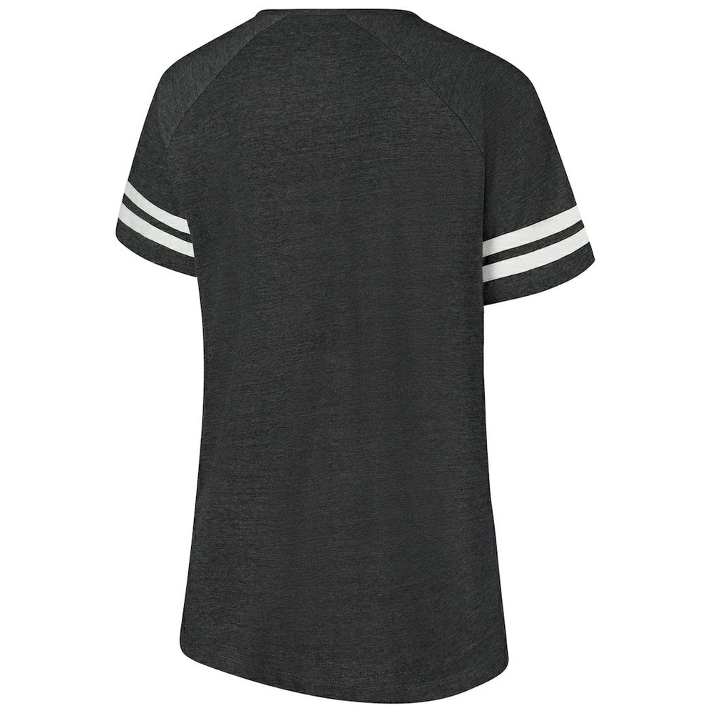 Women's Plus Size Logo Striped Raglan Notch Neck T-Shirt - Cleveland Browns