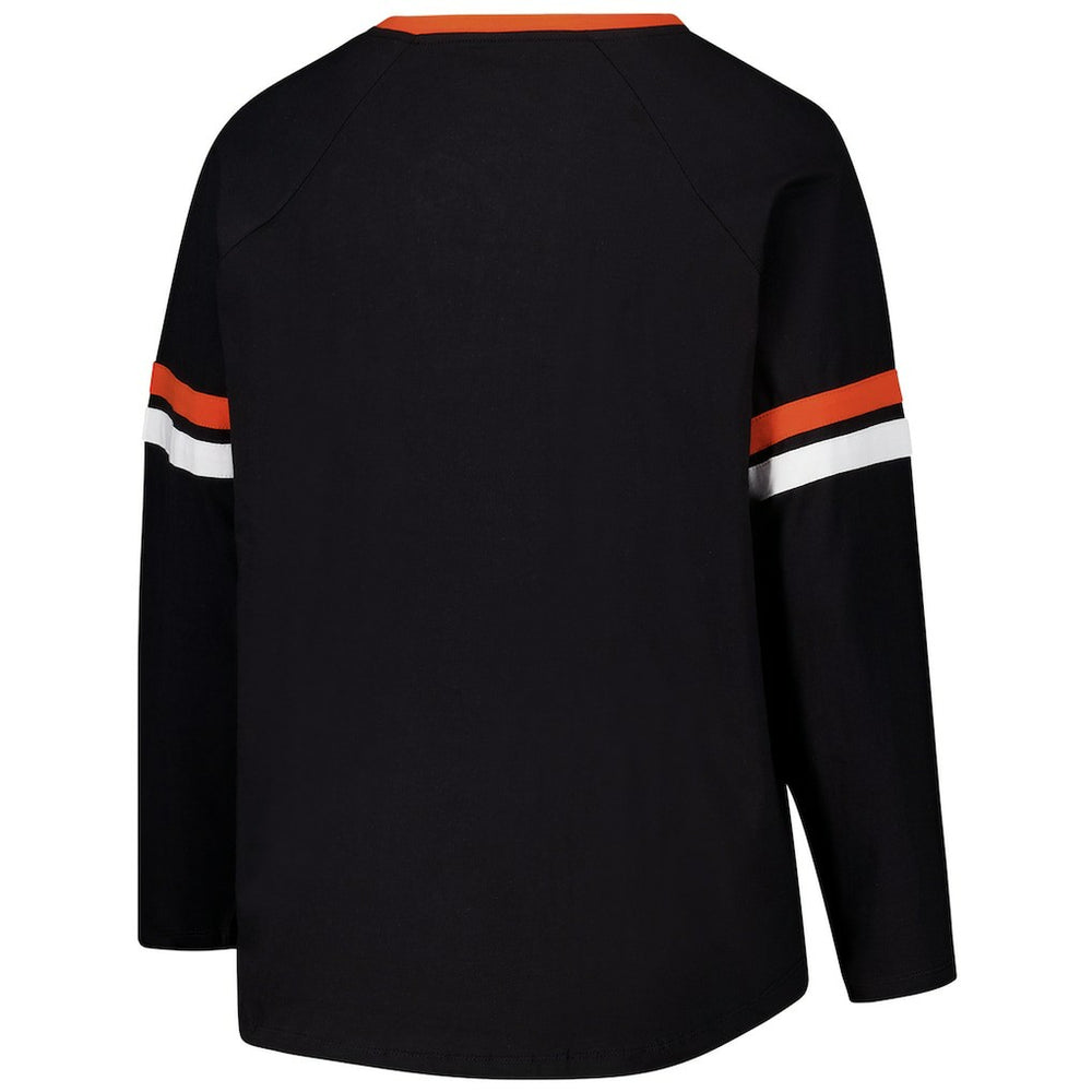 Women's Plus Size Won & Done Lace-Up V-Neck Long Sleeve T-Shirt - Cincinnati Bengals