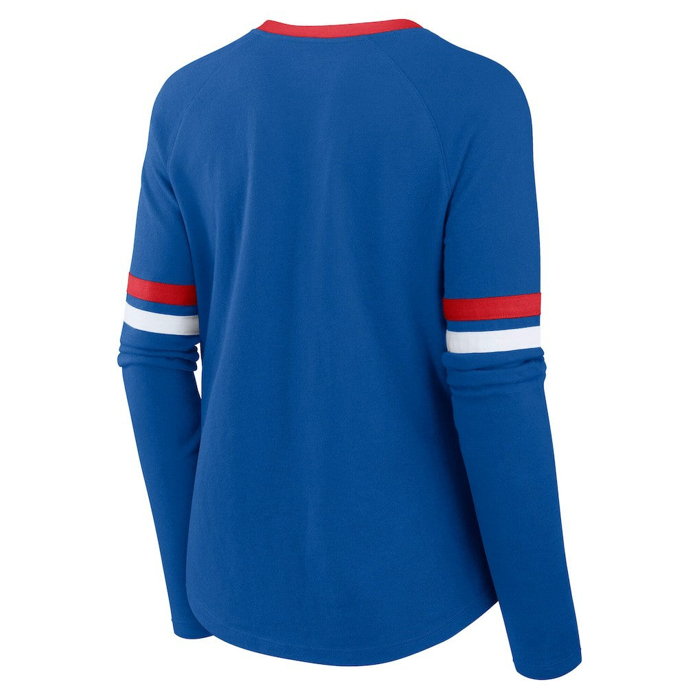 Women's Plus Size Won & Done Lace-Up V-Neck Long Sleeve T-Shirt - Buffalo Bills
