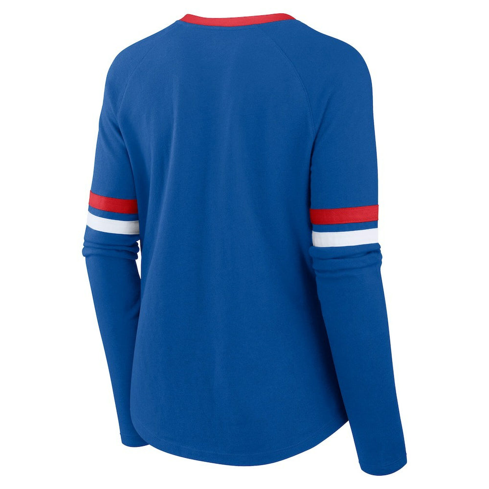 Women's Plus Size Won & Done Lace-Up V-Neck Long Sleeve T-Shirt - Buffalo Bills