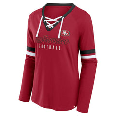 Women's Plus Size Won & Done Lace-Up V-Neck Long Sleeve T-Shirt - San Francisco 49ers