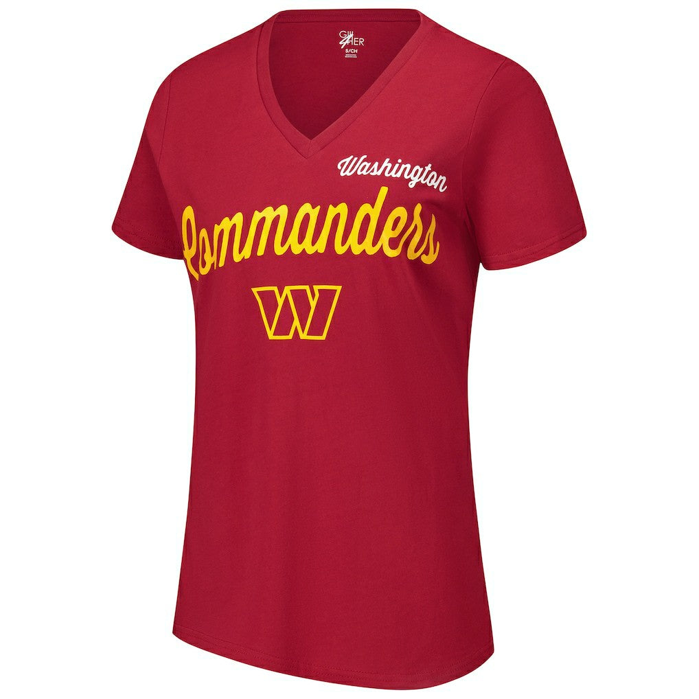 G-III 4Her by Carl Banks Women's Post Season V-Neck T-Shirt - Washington Commanders