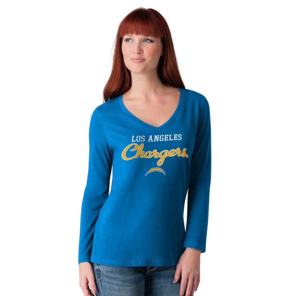G-III 4Her by Carl Banks Women's Post Season Long Sleeve V-Neck T-Shirt - Los Angeles Chargers