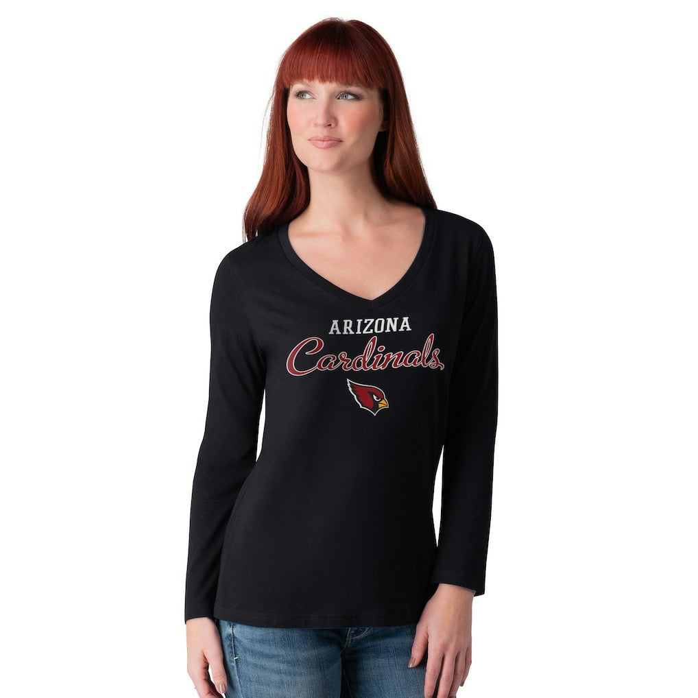 G-III 4Her by Carl Banks Women's Post Season Long Sleeve V-Neck T-Shirt - Arizona Cardinals