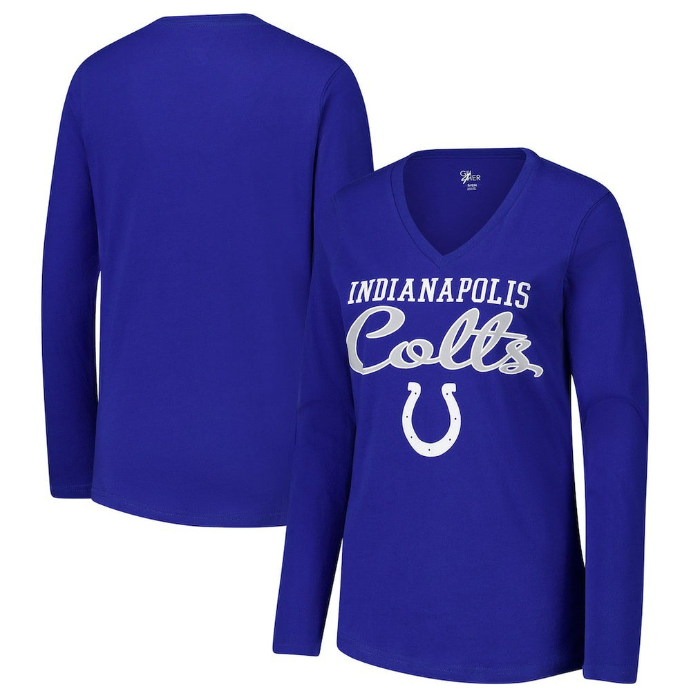 G-III 4Her by Carl Banks Women's Post Season Long Sleeve V-Neck T-Shirt - Indianapolis Colts