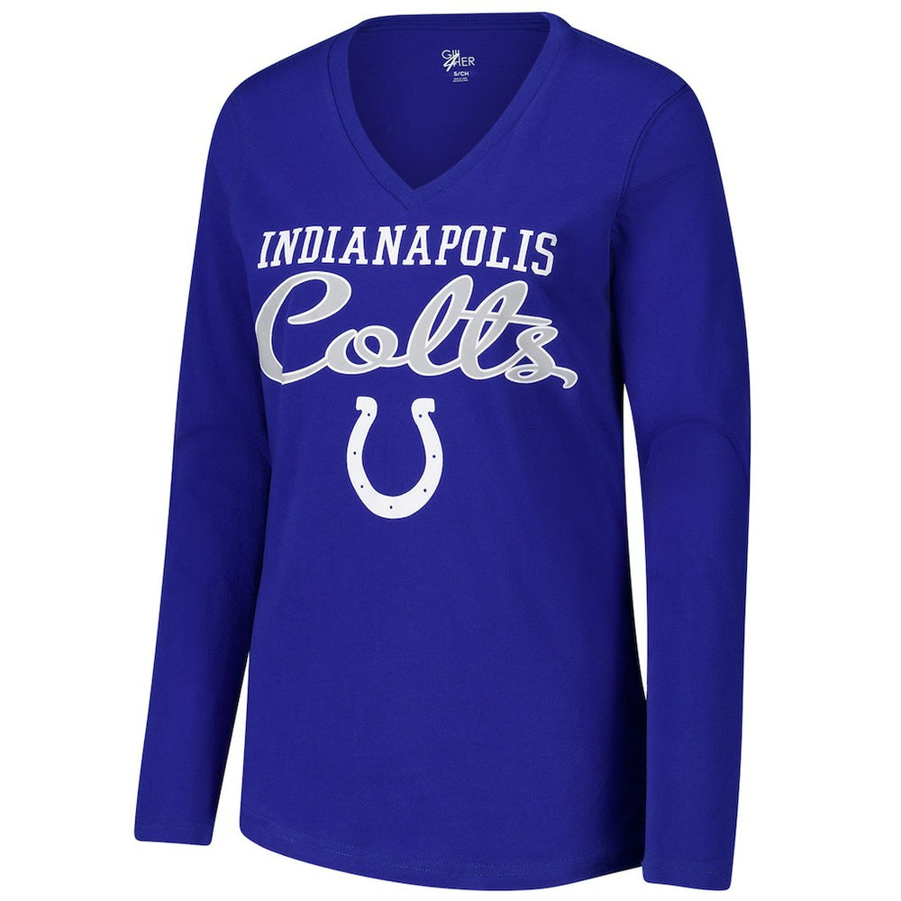 G-III 4Her by Carl Banks Women's Post Season Long Sleeve V-Neck T-Shirt - Indianapolis Colts