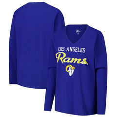 G-III 4Her by Carl Banks Women's Post Season Long Sleeve V-Neck T-Shirt - Los Angeles Rams