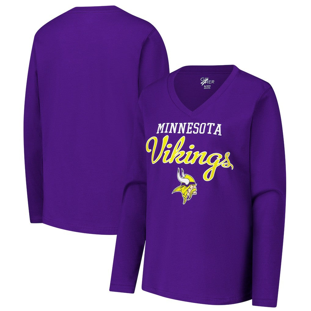 G-III 4Her by Carl Banks Women's Post Season Long Sleeve V-Neck T-Shirt - Minnesota Vikings