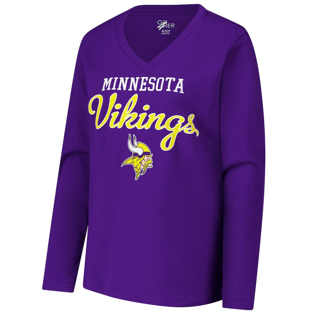 G-III 4Her by Carl Banks Women's Post Season Long Sleeve V-Neck T-Shirt - Minnesota Vikings