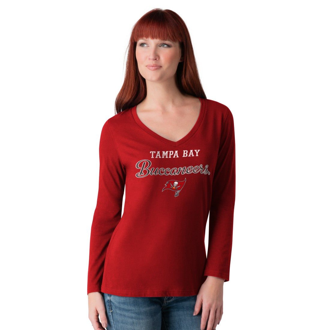 G-III 4Her by Carl Banks Women's Post Season Long Sleeve V-Neck T-Shirt - Tampa Bay Buccaneers