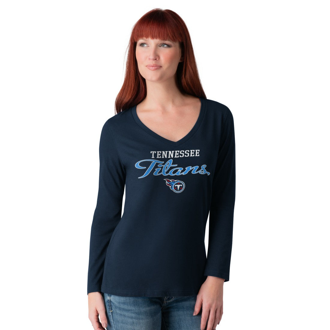 G-III 4Her by Carl Banks Women's Post Season Long Sleeve V-Neck T-Shirt - Tennessee Titans