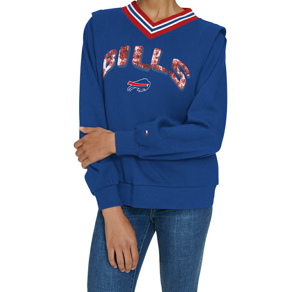 Tommy Hilfiger Women's Alice V-Neck Pullover Sweatshirt - Buffalo Bills