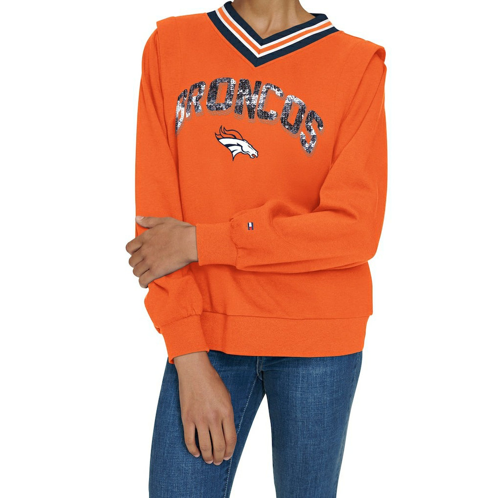Tommy Hilfiger Women's Alice V-Neck Pullover Sweatshirt - Denver Broncos