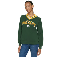 Tommy Hilfiger Women's Alice V-Neck Pullover Sweatshirt - Green Bay Packers