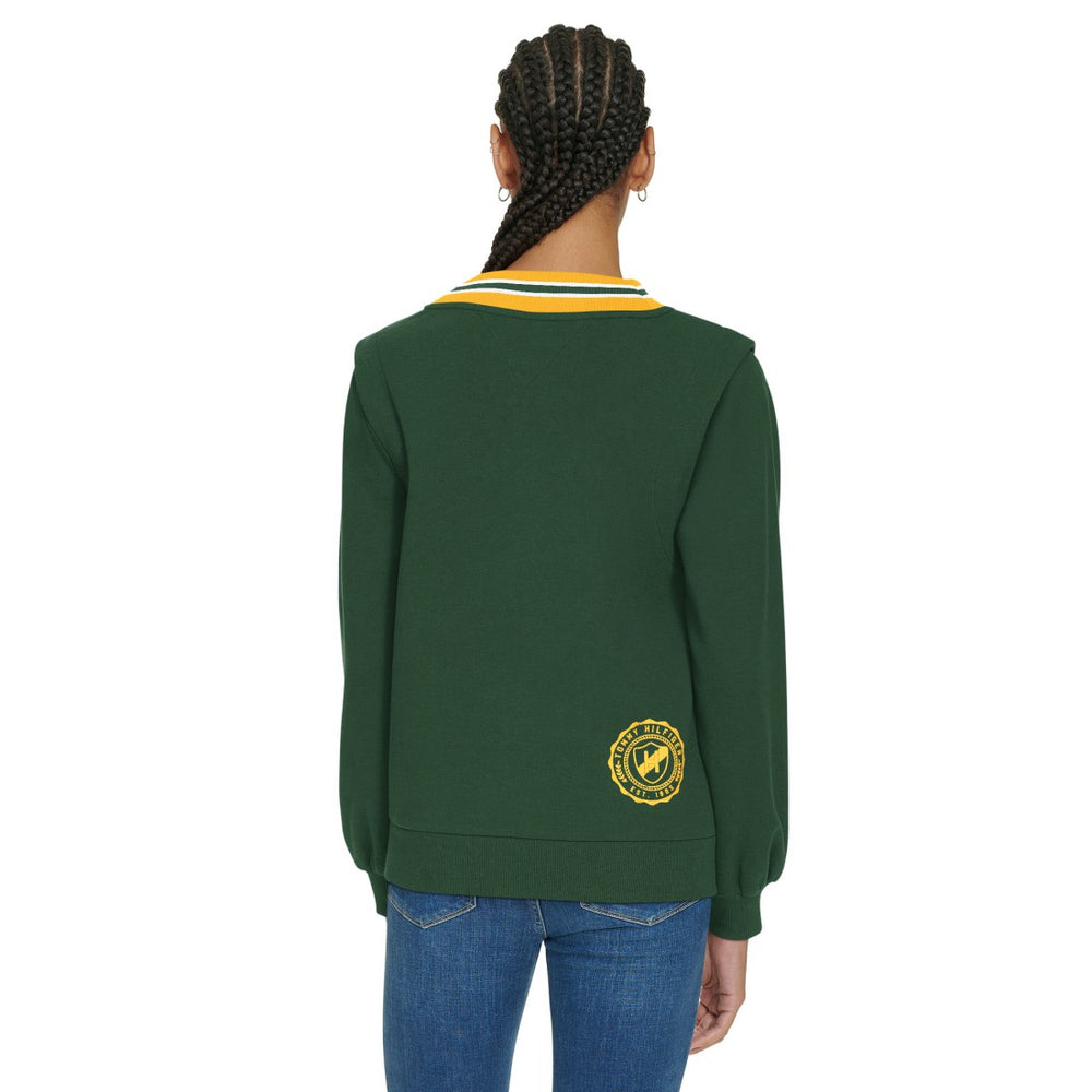 Tommy Hilfiger Women's Alice V-Neck Pullover Sweatshirt - Green Bay Packers