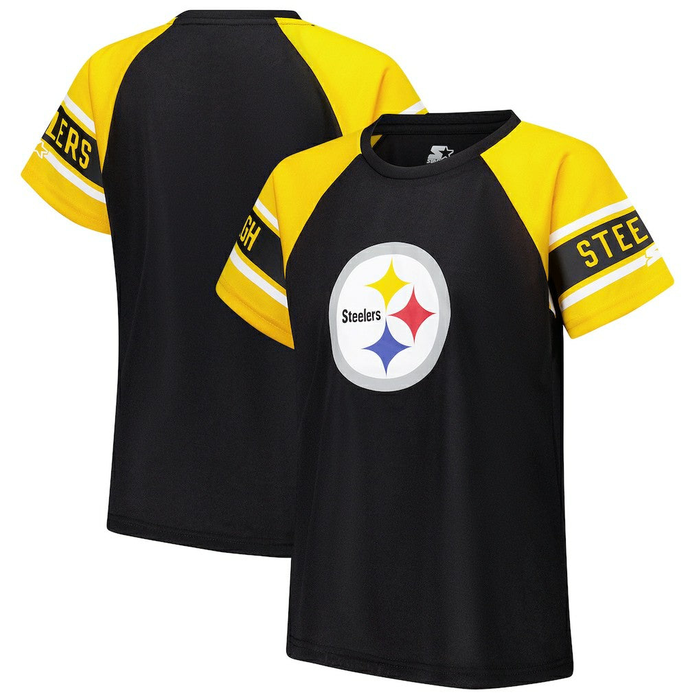 Starter Women's 1st Rounder Color Block Raglan Top - Pittsburgh Steelers