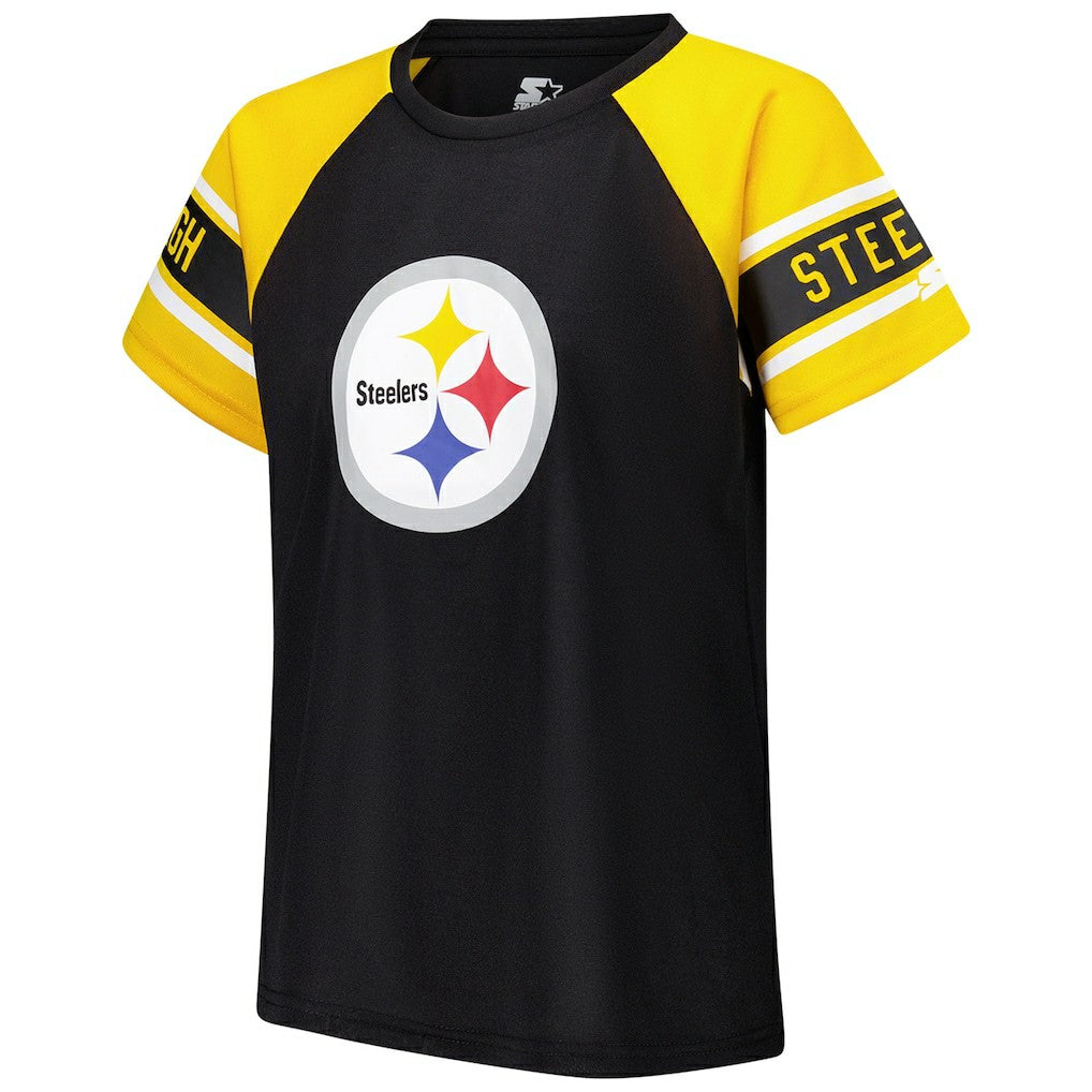 Starter Women's 1st Rounder Color Block Raglan Top - Pittsburgh Steelers