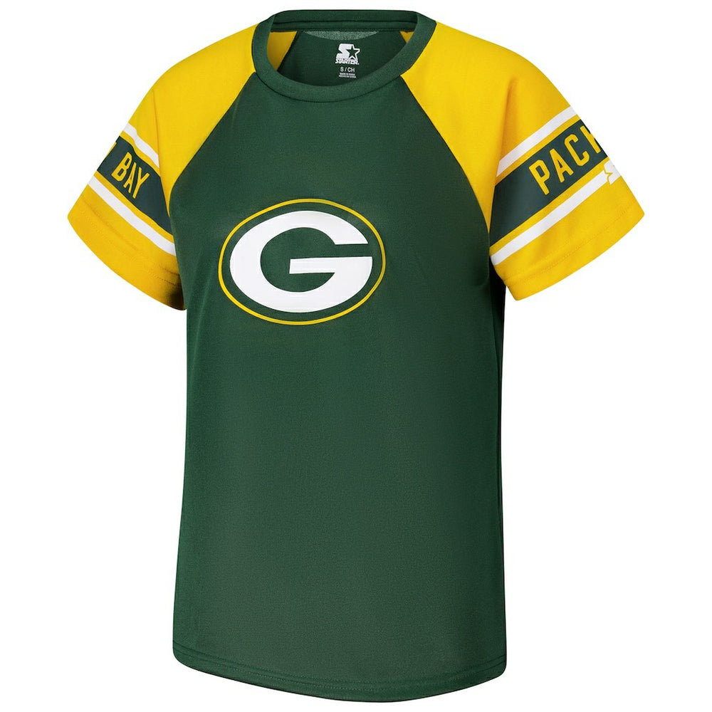 Starter Women's 1st Rounder Color Block Raglan Top - Green Bay Packers