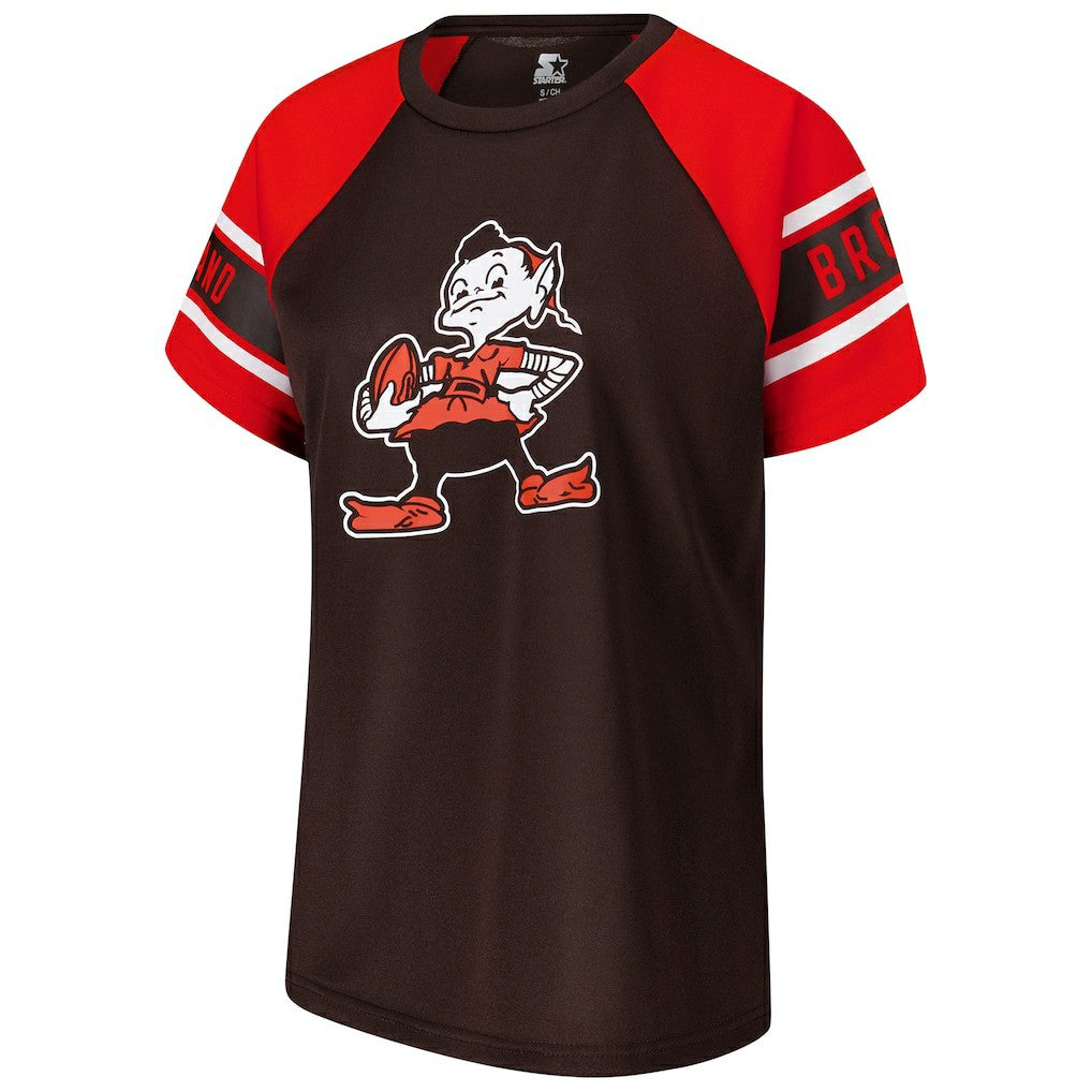 Starter Women's 1st Rounder Color Block Raglan Top - Cleveland Browns