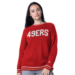 Starter Women's Oversized On the Ball Intarsia Knit Pullover Sweater - San Francisco 49ers