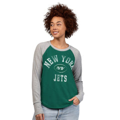 G-III 4Her by Carl Banks Women's Waffle Knit Raglan Long Sleeve T-Shirt - New York Jets