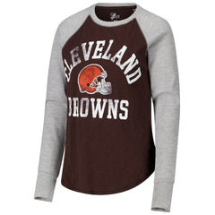 G-III 4Her by Carl Banks Women's Waffle Knit Raglan Long Sleeve T-Shirt - Cleveland Browns