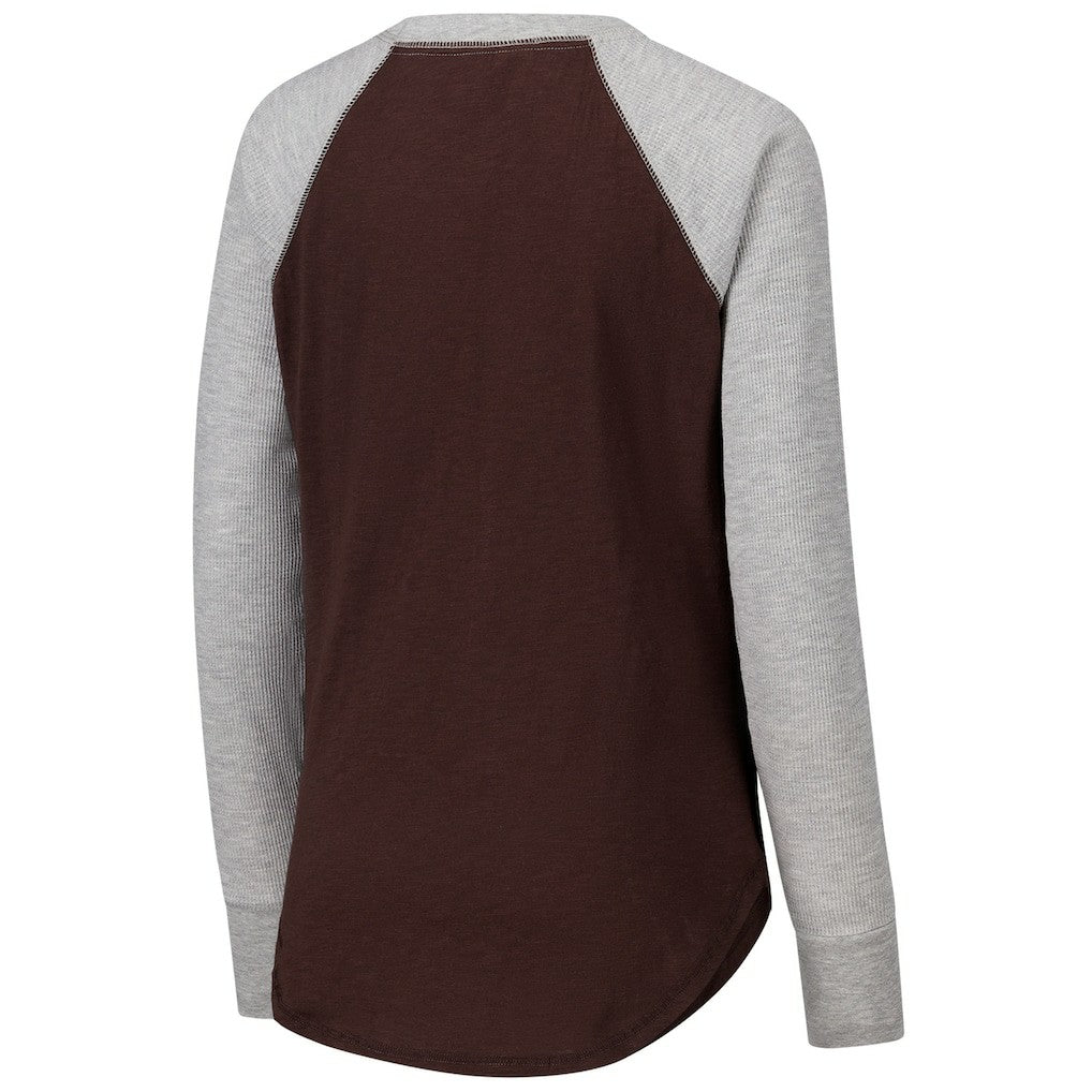 G-III 4Her by Carl Banks Women's Waffle Knit Raglan Long Sleeve T-Shirt - Cleveland Browns