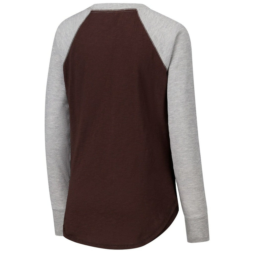 G-III 4Her by Carl Banks Women's Waffle Knit Raglan Long Sleeve T-Shirt - Cleveland Browns