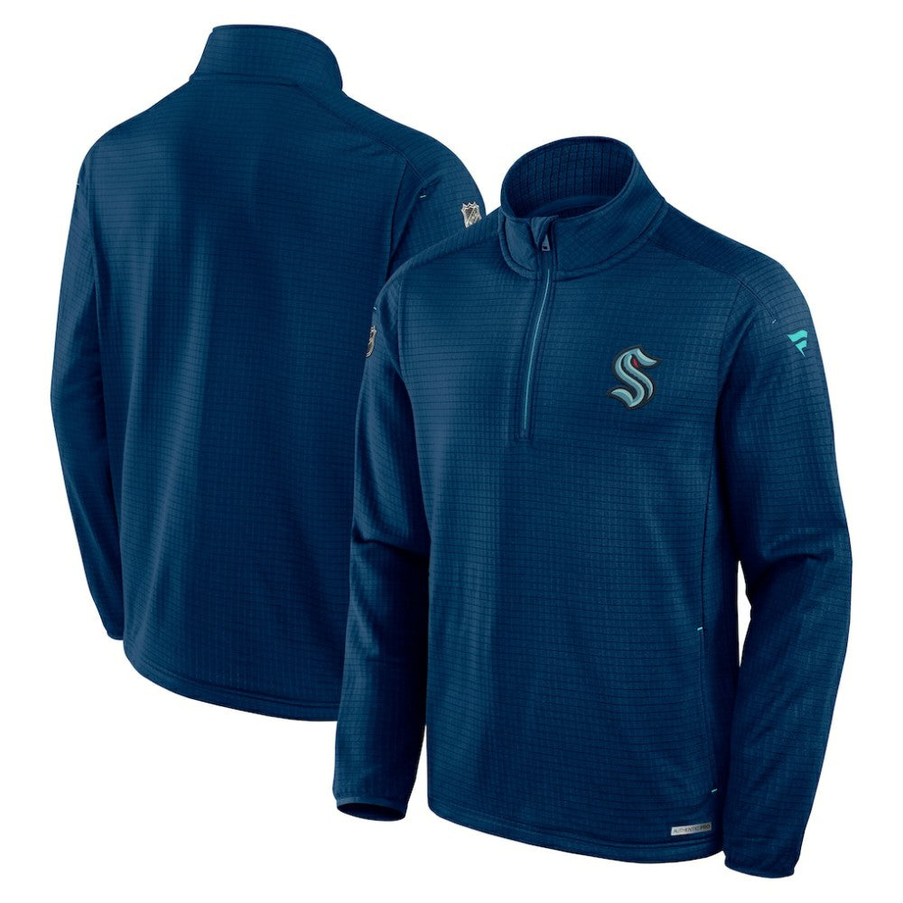 NHL Navy Seattle Kraken Fanatics Big & Tall Authentic Pro Quarter-Zip Top
