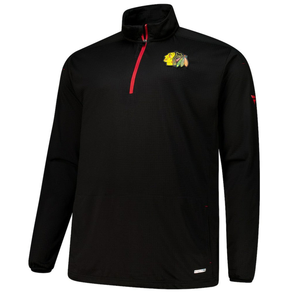 NHL Black Chicago Blackhawks Fanatics Big & Tall Authentic Pro Quarter-Zip Top